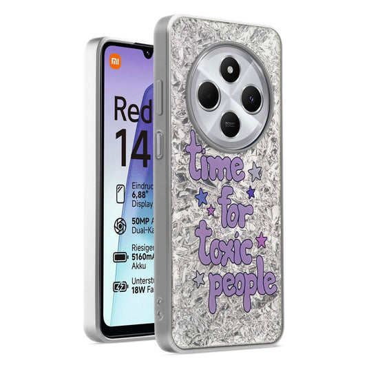 Shiny Foil Design Printed Back Case for Redmi 14C 5G With Soft Edges with Glossy Semi-Hard Back