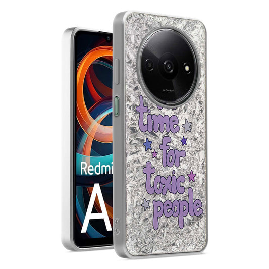 Shiny Foil Design Printed Back Case for Redmi A3 With Soft Edges with Glossy Semi-Hard Back