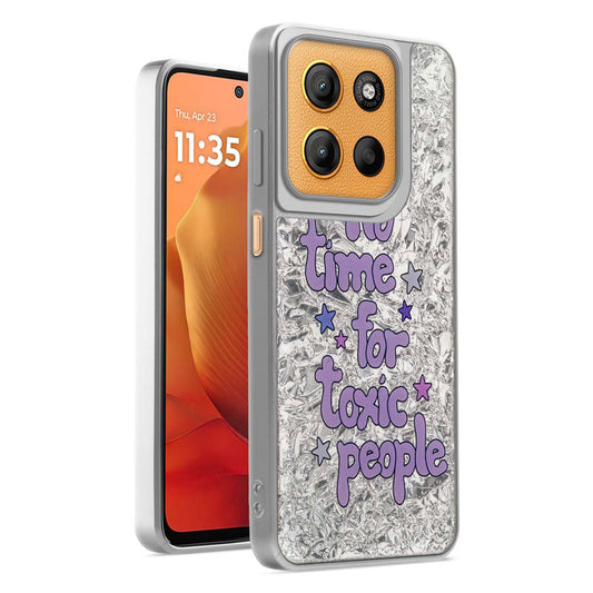 Shiny Foil Design Printed Back Case for Motorola Moto G15 With Soft Edges with Glossy Semi-Hard Back