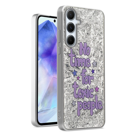 Shiny Foil Design Printed Back Case for Samsung A55 5G With Soft Edges with Glossy Semi-Hard Back