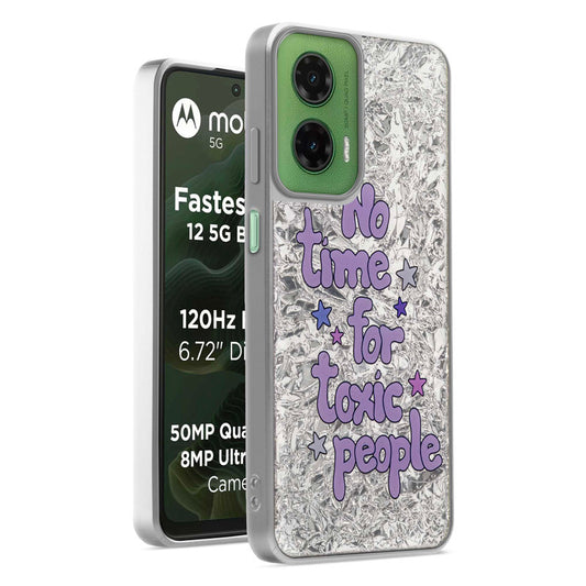 Shiny Foil Design Printed Back Case for Motorola G35 5G With Soft Edges with Glossy Semi-Hard Back