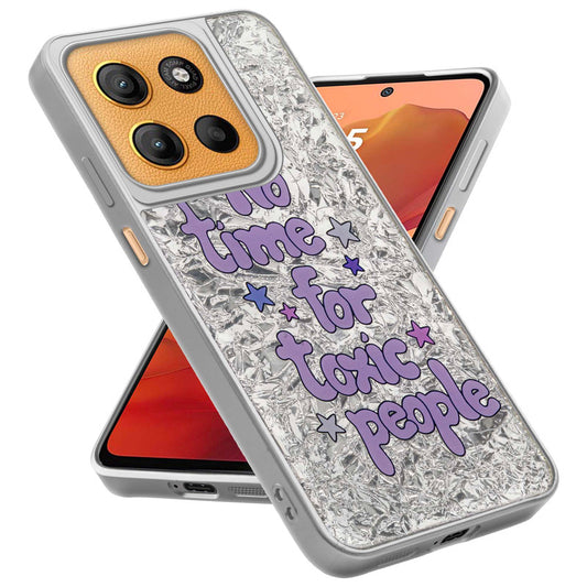 Shiny Foil Design Printed Back Case for Motorola Moto G15 With Soft Edges with Glossy Semi-Hard Back