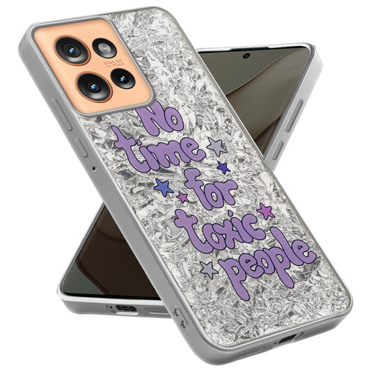 Shiny Foil Design Printed Back Case for Motorola Moto Edge 50 5G With Soft Edges with Glossy Semi-Hard Back