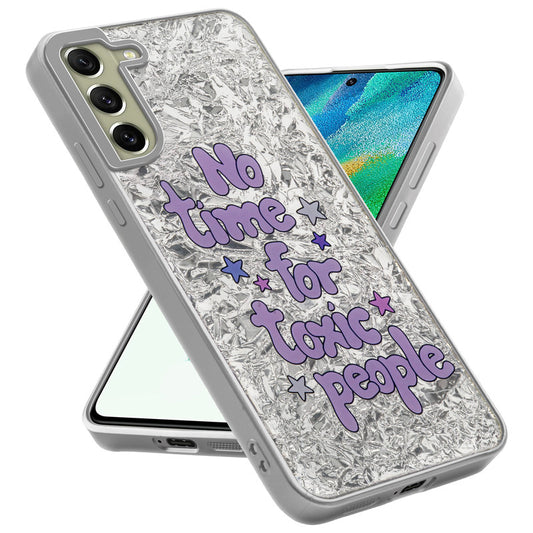 Shiny Foil Design Printed Back Case for Samsung S21 FE 5G With Soft Edges with Glossy Semi-Hard Back
