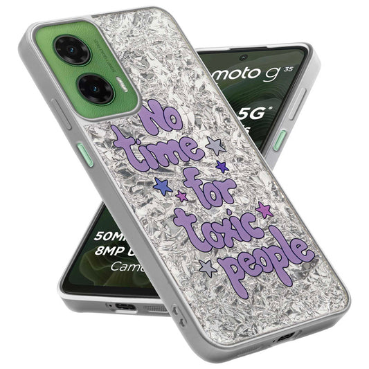 Shiny Foil Design Printed Back Case for Motorola G35 5G With Soft Edges with Glossy Semi-Hard Back