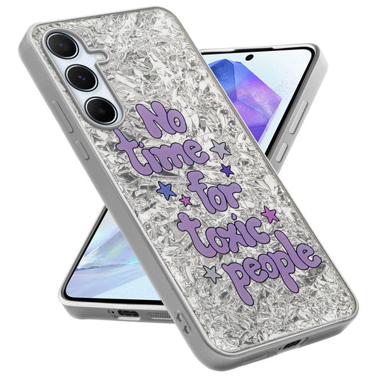 Shiny Foil Design Printed Back Case for Samsung A55 5G With Soft Edges with Glossy Semi-Hard Back