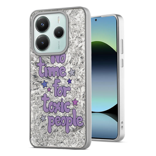 Shiny Foil Design Printed Back Case for Redmi Note 14 SE 5G With Soft Edges with Glossy Semi-Hard Back