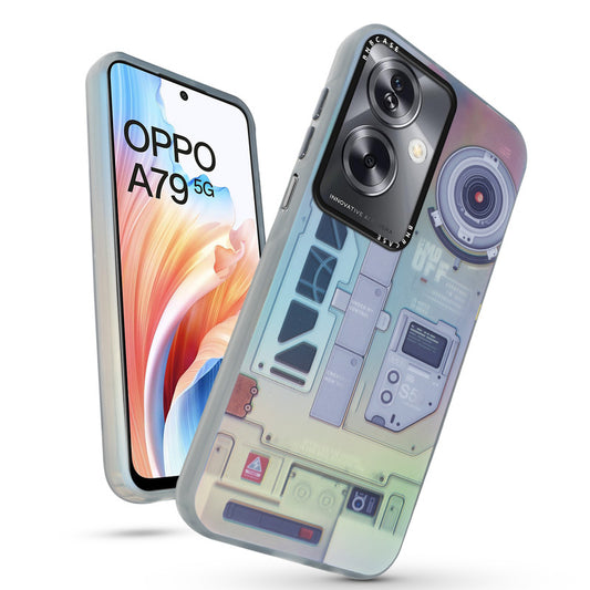 Futuristic Rainbow Effect Circuit Print Hard Back Cover For Oppo A79 5G