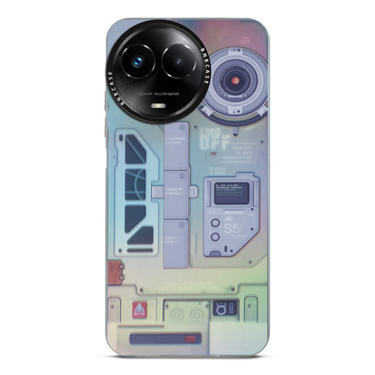 Futuristic Rainbow Effect Circuit Print Hard Back Cover For Realme C67 5G