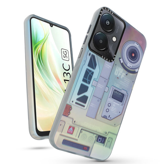 Futuristic Rainbow Effect Circuit Print Hard Back Cover For Redmi 13C 5G