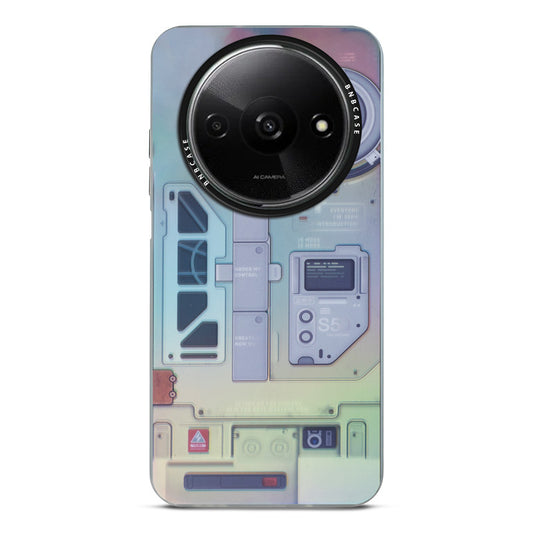 Futuristic Rainbow Effect Circuit Print Hard Back Cover For Redmi A3 2024