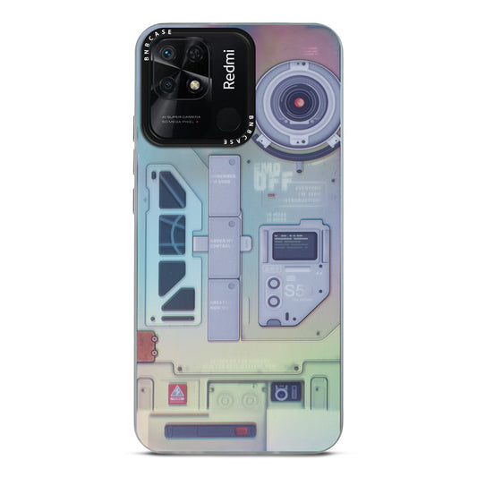 Futuristic Rainbow Effect Circuit Print Hard Back Cover For Redmi 10C