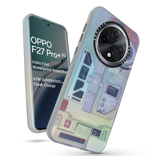 Colorful Reflective Circuit Prints Hard Back Protector Case For Oppo F27 Pro Plus 5G