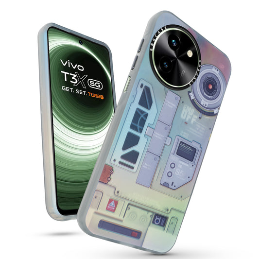 Colorful Reflective Circuit Prints Hard Back Protector Case For Vivo T3x 5G