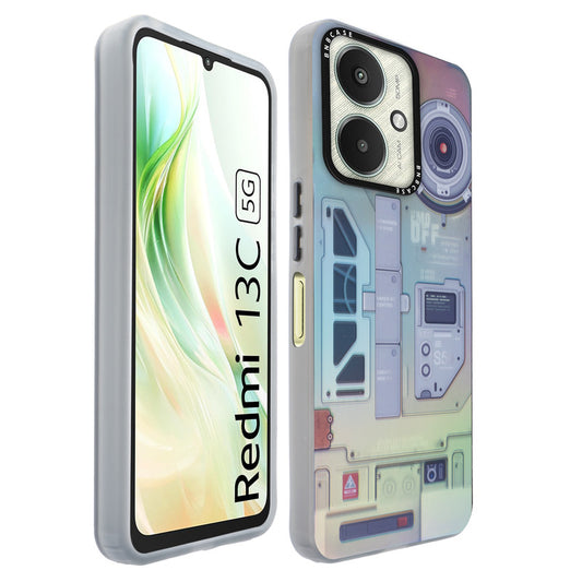 Colorful Reflective Circuit Prints Hard Back Protector Case For Redmi 13C 5G
