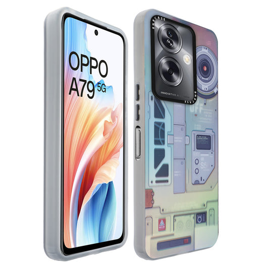Colorful Reflective Circuit Prints Hard Back Protector Case For Oppo A79 5G
