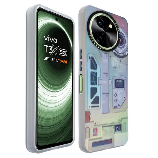 Colorful Reflective Circuit Prints Hard Back Protector Case For Vivo T3x 5G