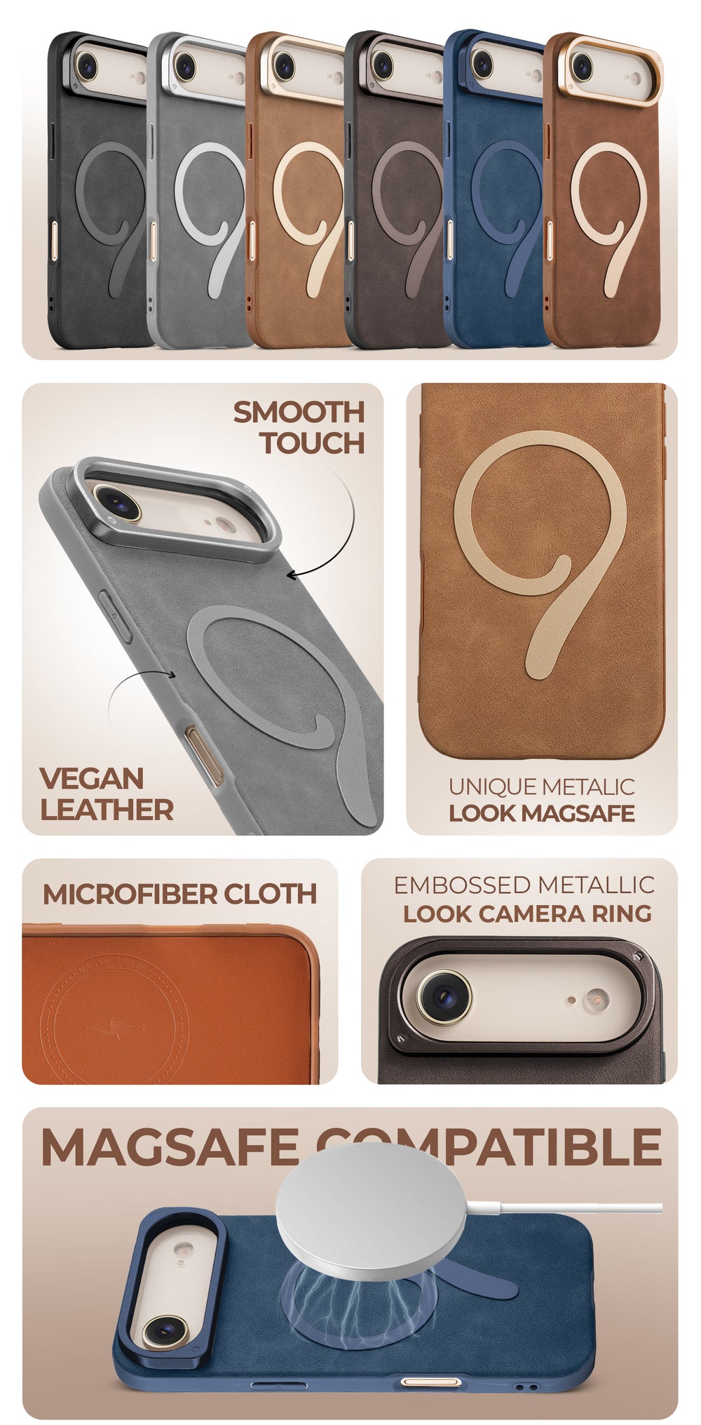 Prime Leather Wireless Charging Compatible Case for Apple iPhone 17 Air