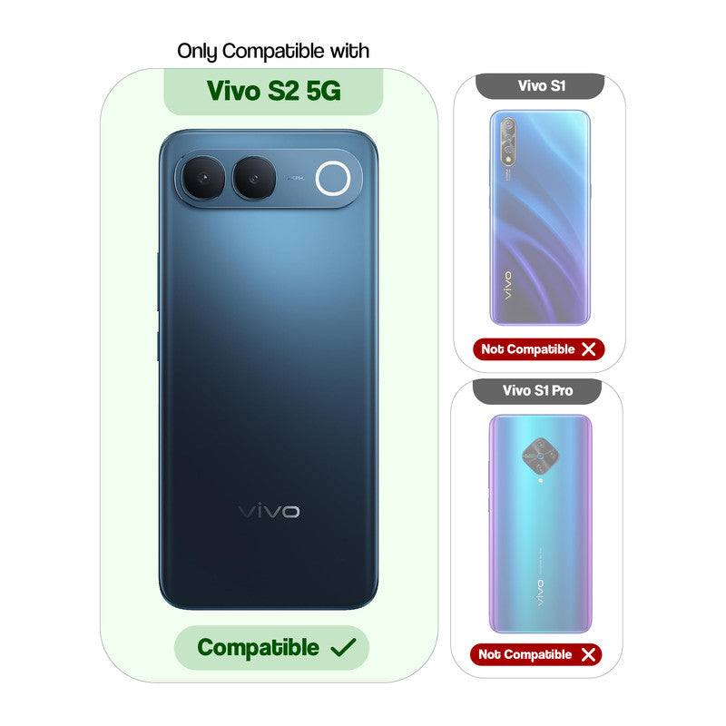 Compatibility guide showing the back cover designed only for Vivo S2 5G.