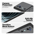 Black Phone case for Vivo T3 Ultra 5G highlighting raised camera protection, anti-slip texture, and responsive side buttons