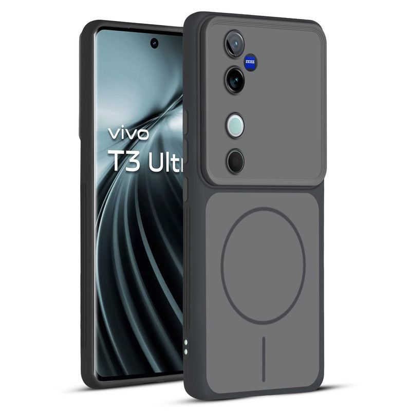 Full protective dual tone Black silicone case for Vivo T3 Ultra 5G showing front and back design coverage