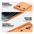 Orange Phone case for Vivo T3 Ultra 5G highlighting raised camera protection, anti-slip texture, and responsive side buttons