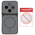Dual tone silicone Black phone cover for Vivo T4 5G showing wireless charging not supported notice