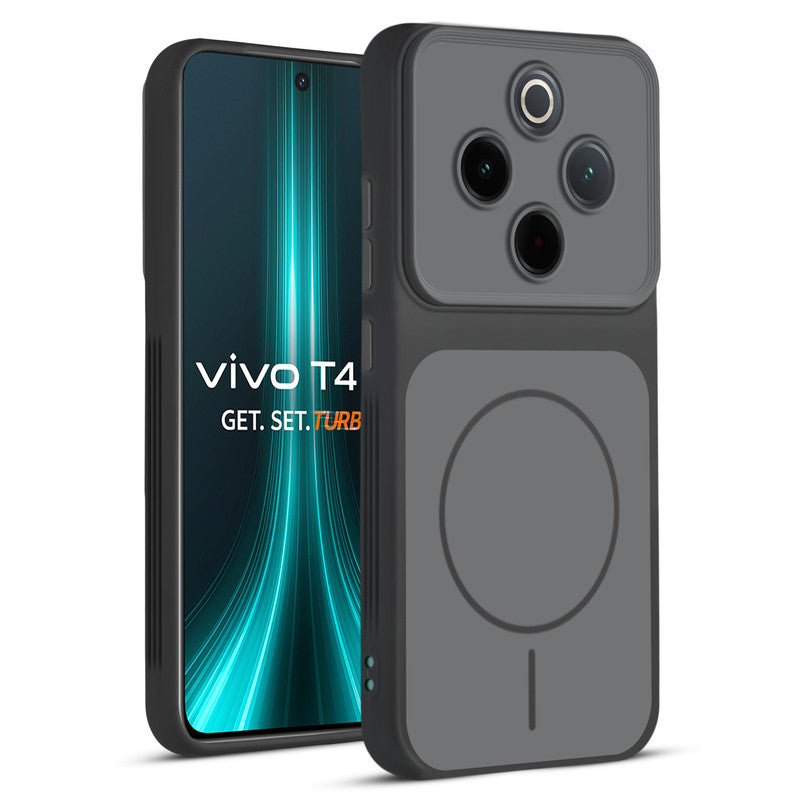 Full protective dual tone Black silicone case for Vivo T4 5G showing front and back design coverage