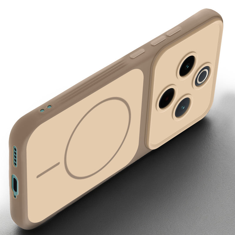 Slim silicone Brown phone case for Vivo T4 5G side angle view showing grip texture and precise cutouts