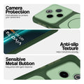 Green Phone case for Vivo T4 5G highlighting raised camera protection, anti-slip texture, and responsive side buttons