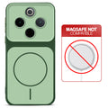Dual tone silicone Green phone cover for Vivo T4 5G showing wireless charging not supported notice