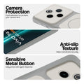 White Phone case for Vivo T4 5G highlighting raised camera protection, anti-slip texture, and responsive side buttons