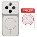 Dual tone silicone White phone cover for Vivo T4 5G showing wireless charging not supported notice