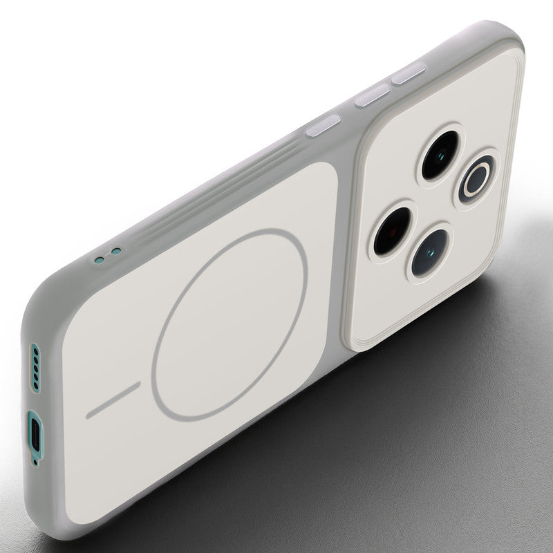 Slim silicone White phone case for Vivo T4 5G side angle view showing grip texture and precise cutouts