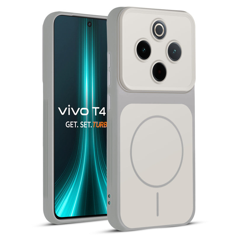 Full protective dual tone White silicone case for Vivo T4 5G showing front and back design coverage