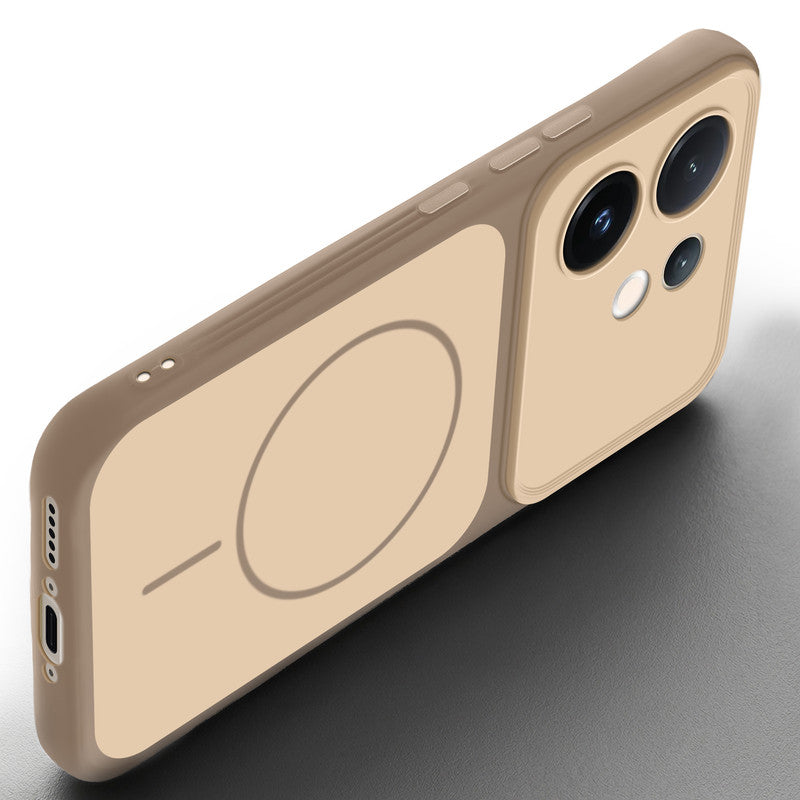 Slim silicone Brown phone case for Vivo T4 Pro 5G side angle view showing grip texture and precise cutouts