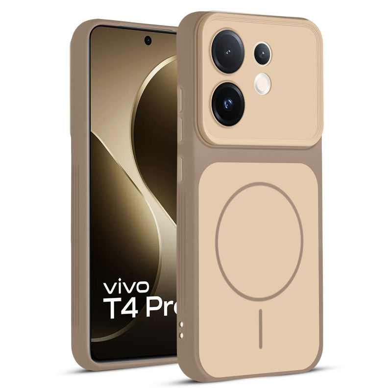 Full protective dual tone Brown silicone case for Vivo T4 Pro 5G showing front and back design coverage