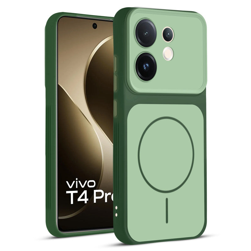 Full protective dual tone Green silicone case for Vivo T4 Pro 5G showing front and back design coverage