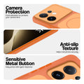 Orange Phone case for Vivo T4 Pro 5G highlighting raised camera protection, anti-slip texture, and responsive side buttons