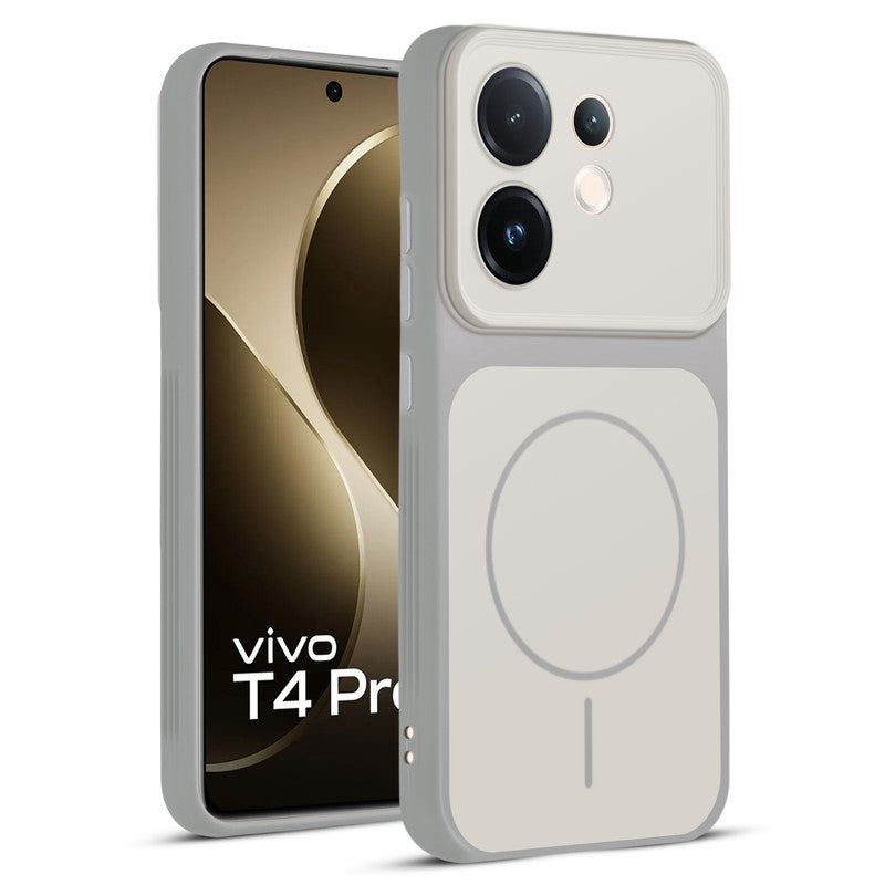 Full protective dual tone White silicone case for Vivo T4 Pro 5G showing front and back design coverage