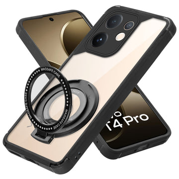 Silicone Grip Clear Case Ring Holder Kickstand For Vivo T4 Pro 5G