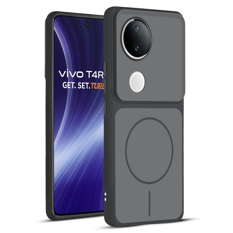 Full protective dual tone Black silicone case for Vivo T4R 5G showing front and back design coverage