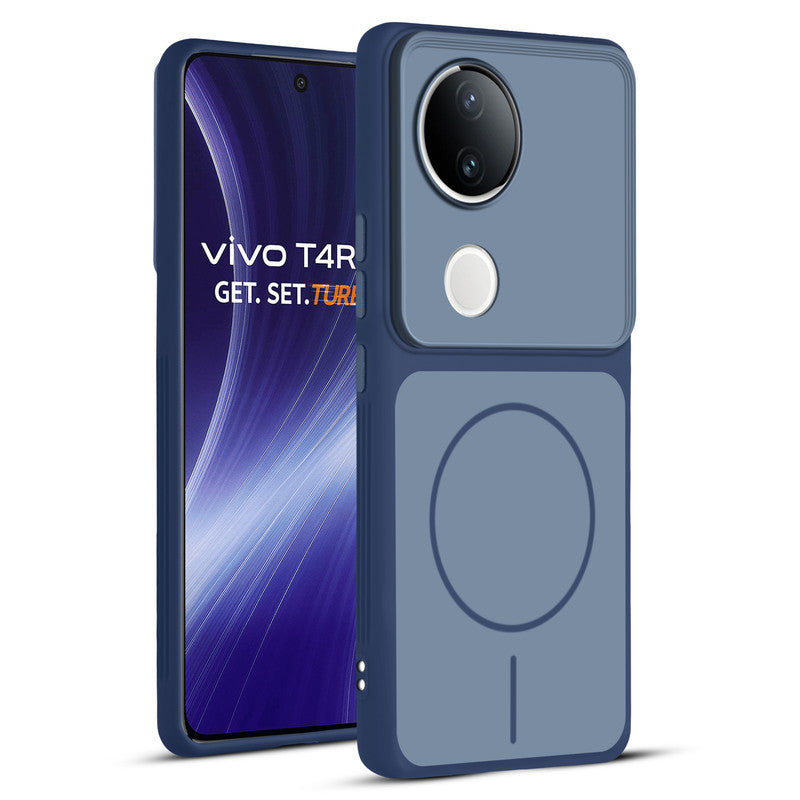 Full protective dual tone Blue silicone case for Vivo T4R 5G showing front and back design coverage