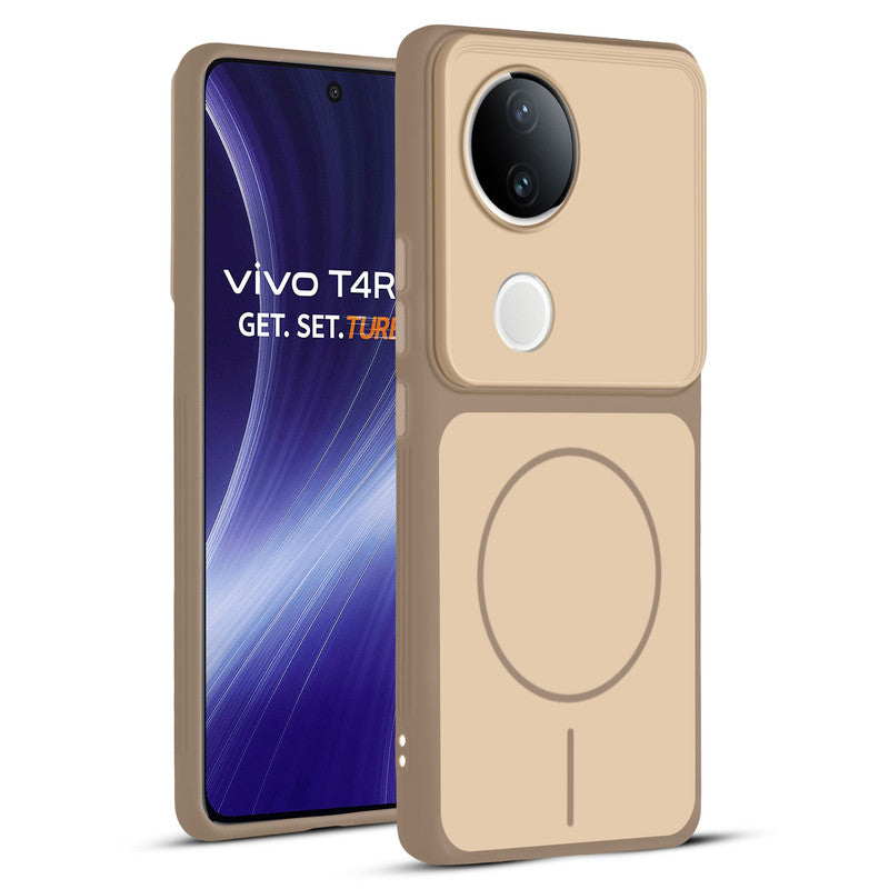 Full protective dual tone Brown silicone case for Vivo T4R 5G showing front and back design coverage