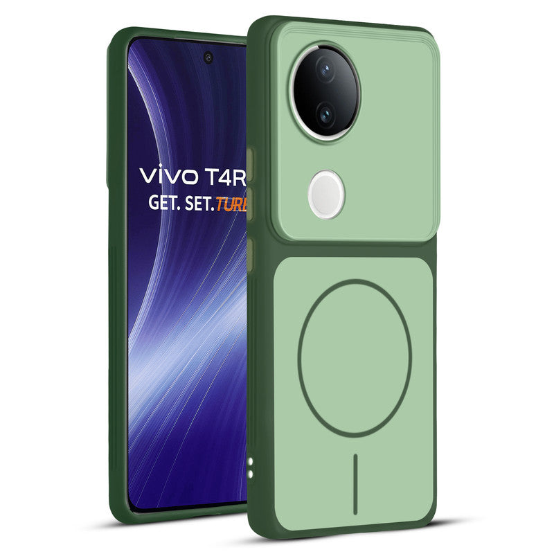 Full protective dual tone Green silicone case for Vivo T4R 5G showing front and back design coverage