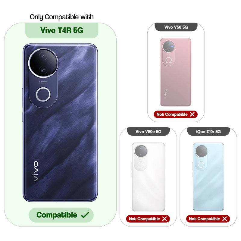 Compatibility comparison image showing Vivo T4R 5G supported, while other models are not compatible.