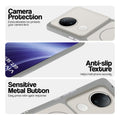 White Phone case for Vivo T4R 5G highlighting raised camera protection, anti-slip texture, and responsive side buttons