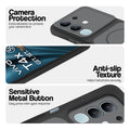 Black Phone case for Vivo T4x 5G highlighting raised camera protection, anti-slip texture, and responsive side buttons