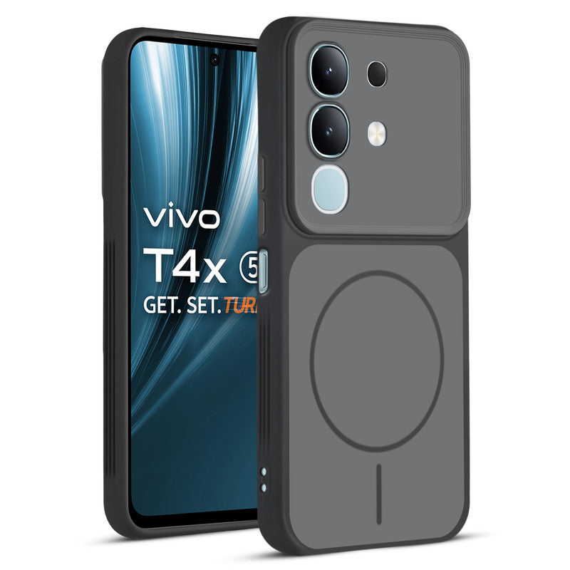 Full protective dual tone Black silicone case for Vivo T4x 5G showing front and back design coverage