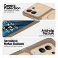 Brown Phone case for Vivo T4x 5G highlighting raised camera protection, anti-slip texture, and responsive side buttons